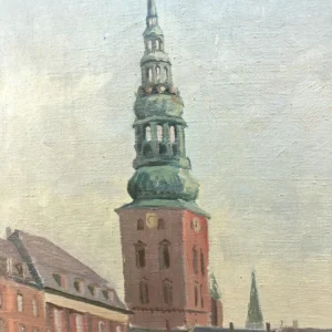 Large Original Danish oil painting, Copenhagen canal, Mid Century, Scandinavian wall decor - Image 10