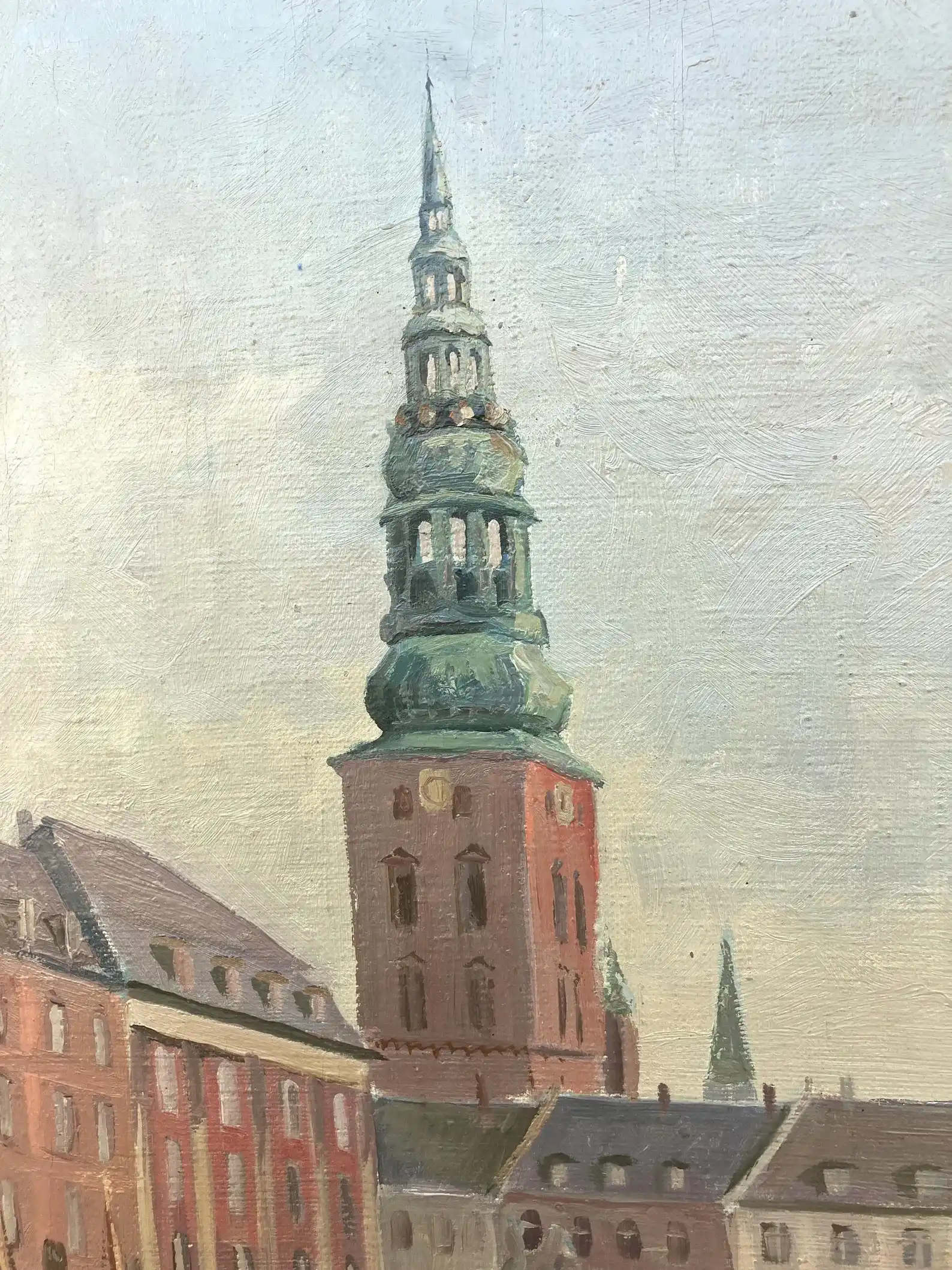 Large Original Danish oil painting, Copenhagen canal, Mid Century, Scandinavian wall decor - Image 10