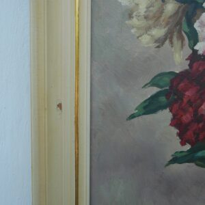 Vintage Floral Oil Painting on Canvas, Signed Still Life Artwork, 1950s - Image 7