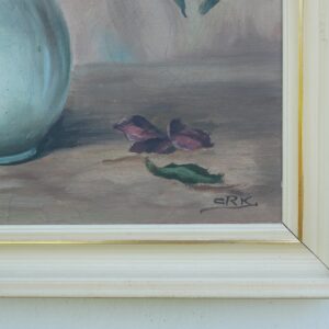 Vintage Floral Oil Painting on Canvas, Signed Still Life Artwork, 1950s - Image 5