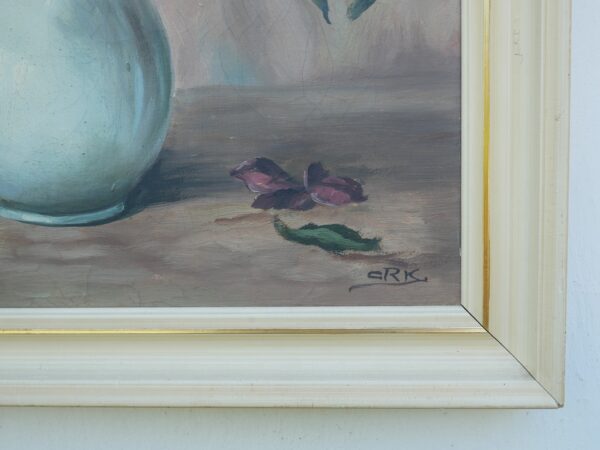Vintage Floral Oil Painting on Canvas, Signed Still Life Artwork, 1950s