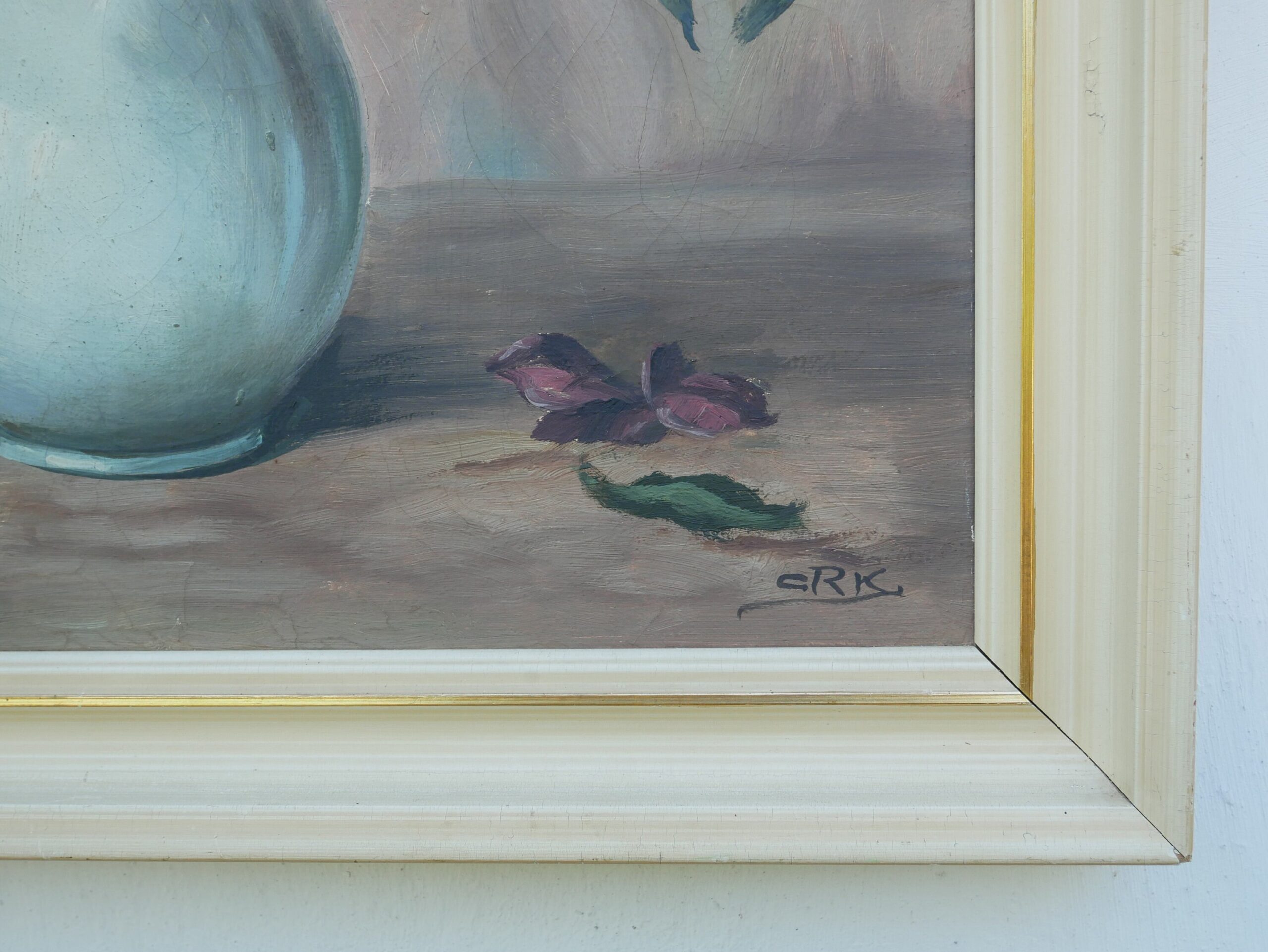Vintage Floral Oil Painting on Canvas, Signed Still Life Artwork, 1950s - Image 5
