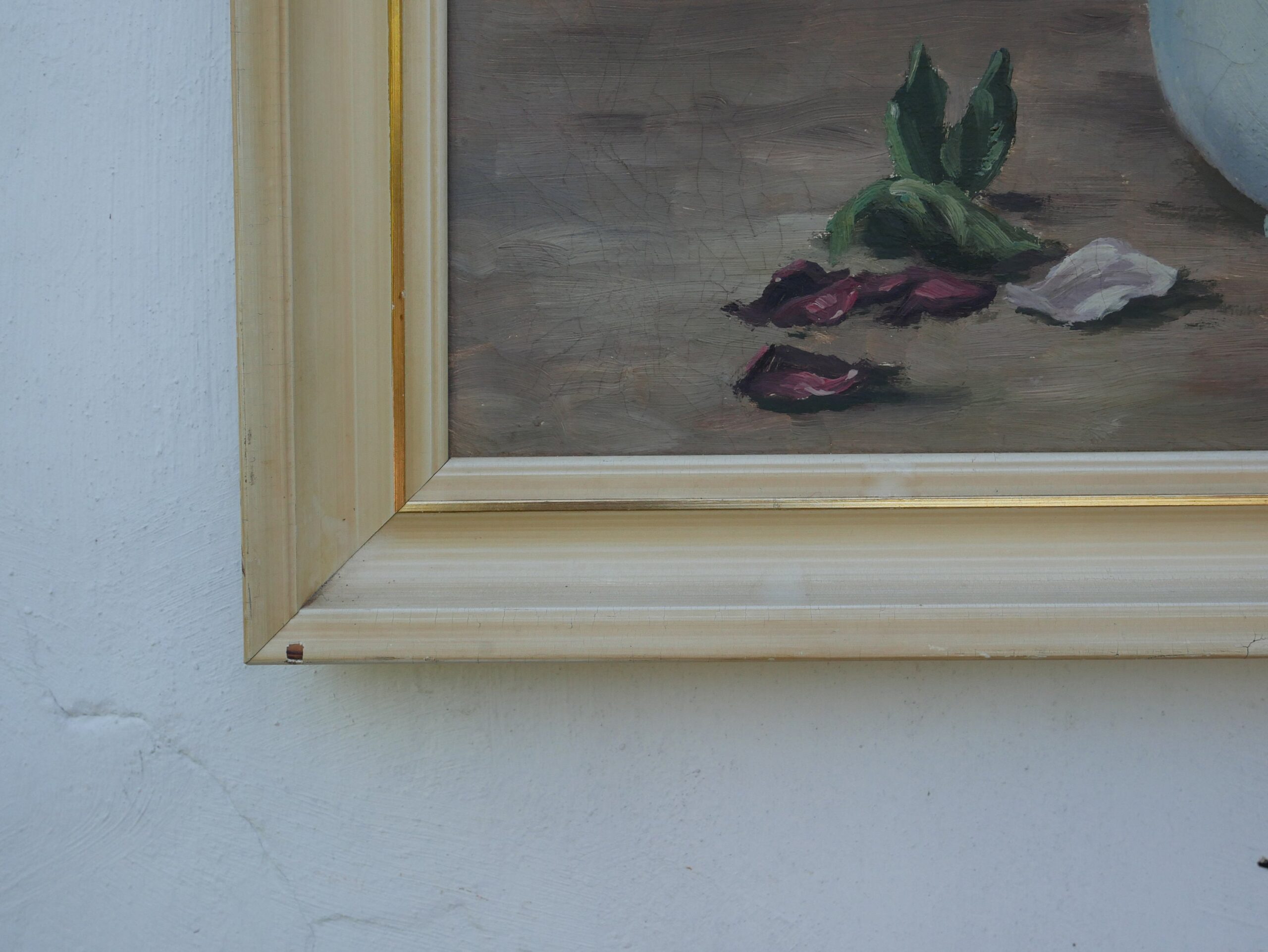 Vintage Floral Oil Painting on Canvas, Signed Still Life Artwork, 1950s - Image 6