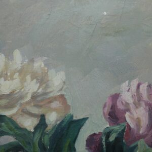 Vintage Floral Oil Painting on Canvas, Signed Still Life Artwork, 1950s - Image 8