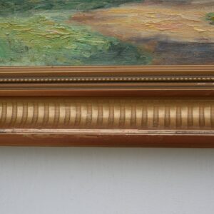 Village landscape scenery -  Original Vintage oil painting  - unidentified artist - Image 5