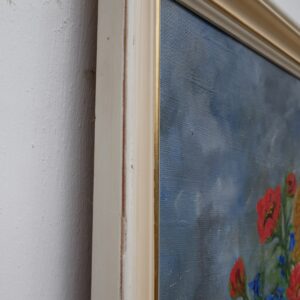 Vintage Floral Oil Painting: Signed Flower Bouquet Still Life, Mid-Century Danish Art - Image 3