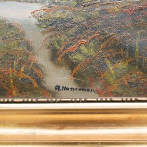 Large Vintage Scandinavian Cottage Landscape – Nordic Countryside Oil Painting - Image 4
