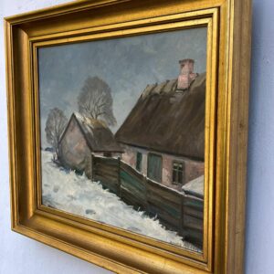 Vintage Danish Winter Landscape Oil Painting by Jacob Meier - Image 3