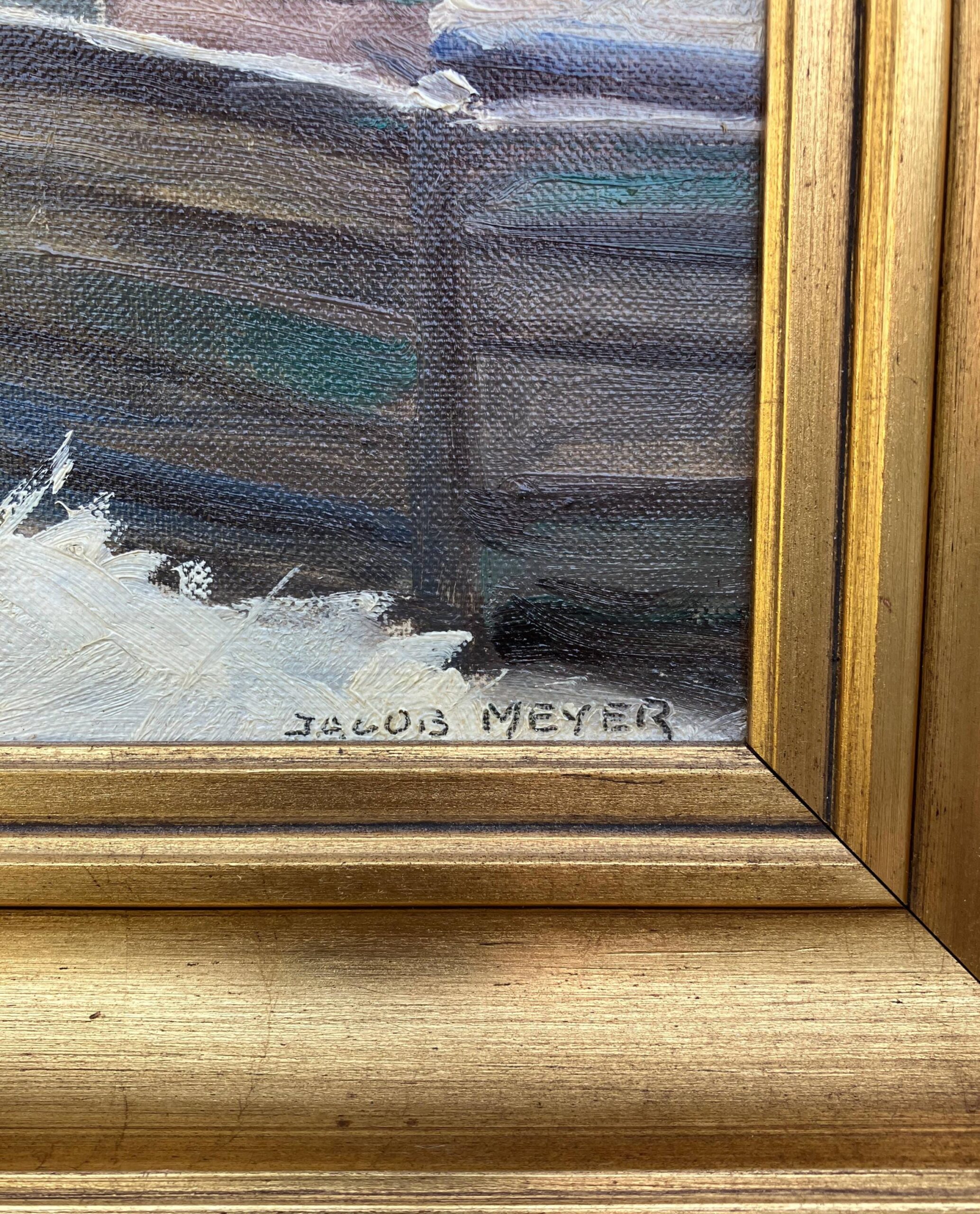 Vintage Danish Winter Landscape Oil Painting by Jacob Meier - Image 5