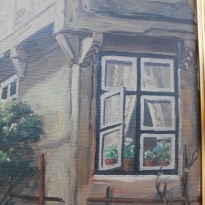 Original Danish Street Scene Oil Painting – Vintage Old Town Scandinavian Cityscape - Image 9