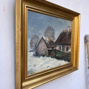 Vintage Danish Winter Landscape Oil Painting by Jacob Meier - Image 4