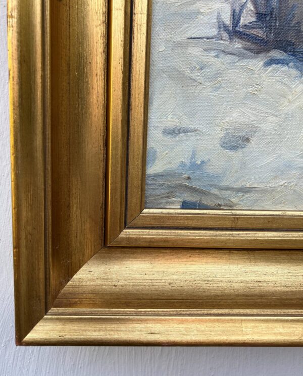 Vintage Danish Winter Landscape Oil Painting by Jacob Meier
