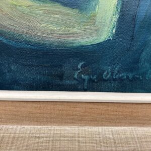 Danish Mid-Century Expressionist Oil Painting: Princess with Parrot, Signed Art - Image 8