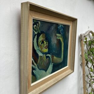Danish Mid-Century Expressionist Oil Painting: Princess with Parrot, Signed Art - Image 5