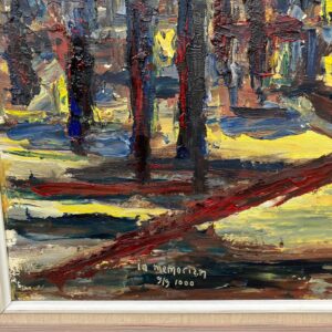 Vintage Danish Oil Painting – Sunset Landscape, Expressionist Water Scene, 1970s Art - Image 8