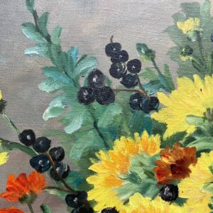 Vintage Floral Still Life Bouquet – Scandinavian Flower Painting Oil on Canvas - Image 7