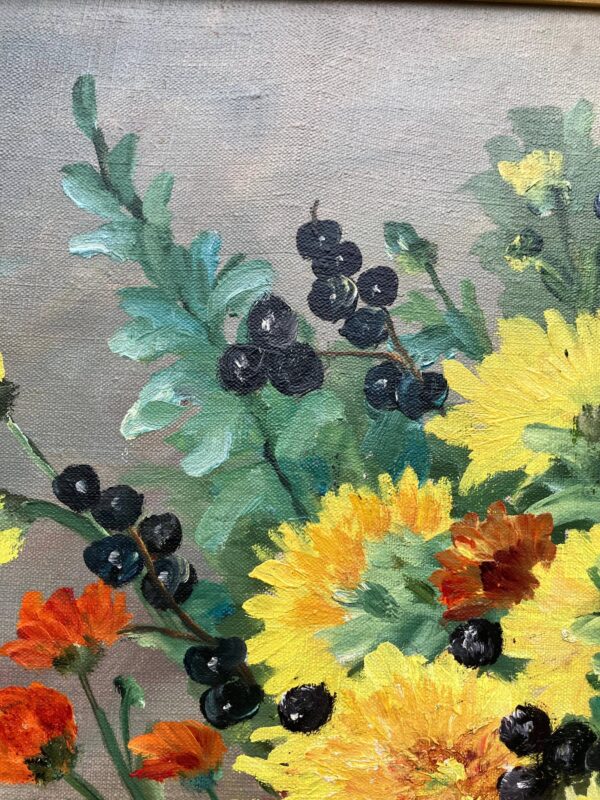 Vintage Floral Still Life Bouquet – Scandinavian Flower Painting Oil on Canvas