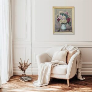 Vintage Floral Oil Painting on Canvas, Signed Still Life Artwork, 1950s - Image 2