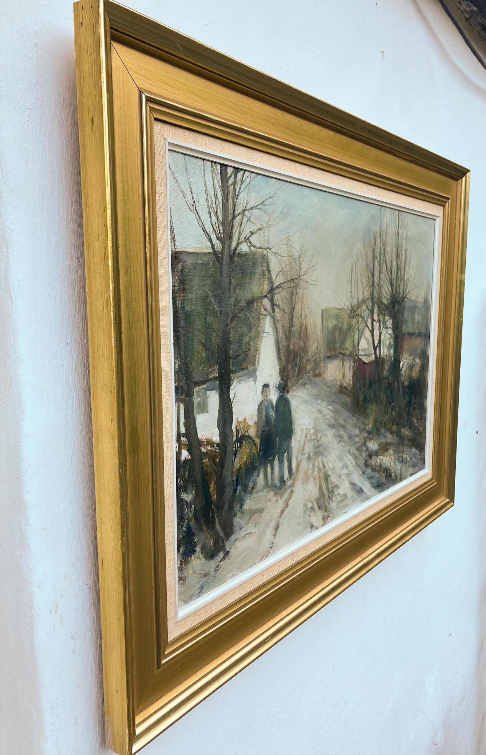 Large Original Danish Winter Village Oil Painting – Scandinavian Nordic Village Landscape - Image 4