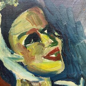 Danish Mid-Century Expressionist Oil Painting: Princess with Parrot, Signed Art - Image 7