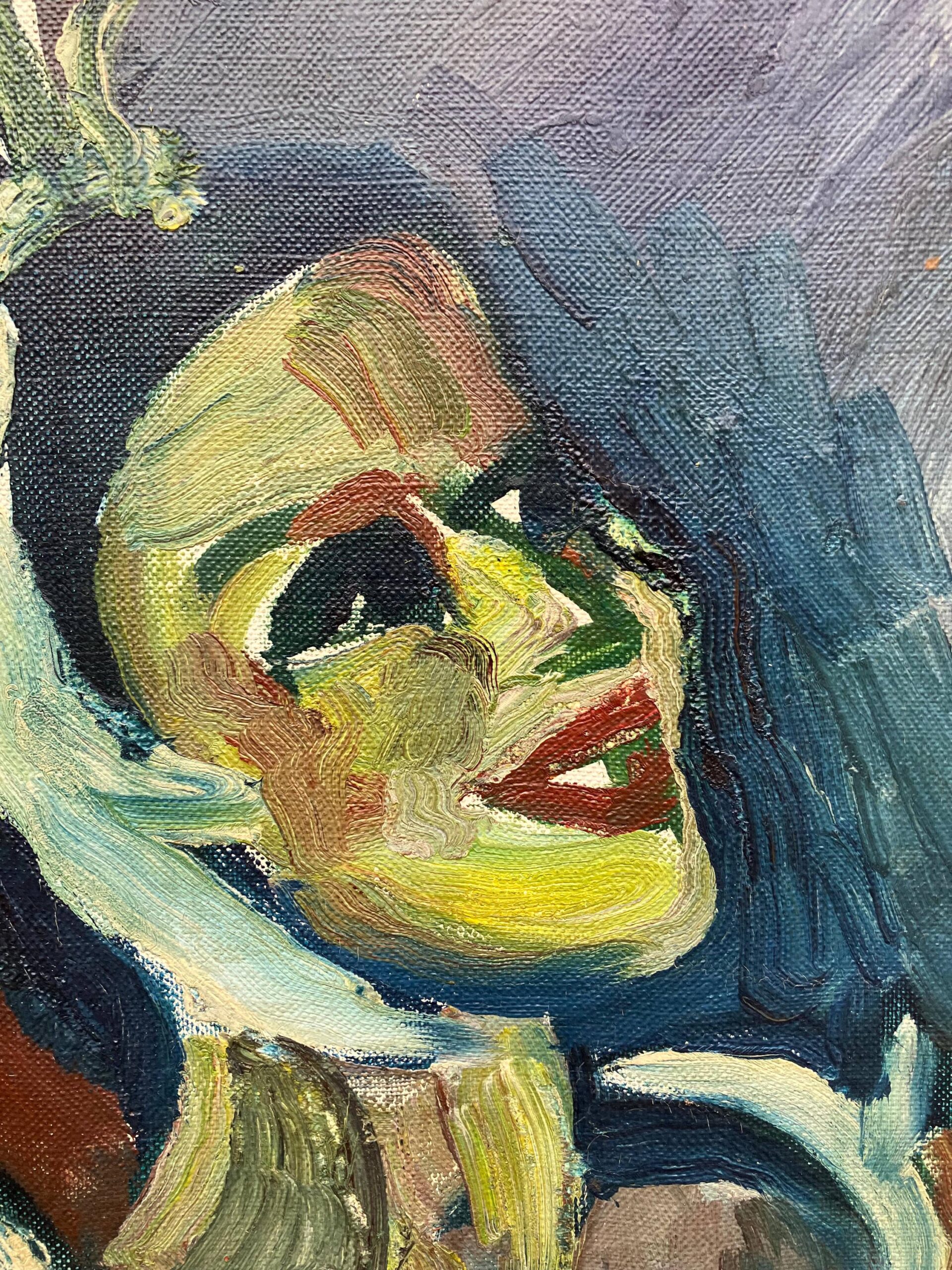 Danish Mid-Century Expressionist Oil Painting: Princess with Parrot, Signed Art - Image 7
