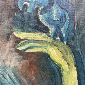 Danish Mid-Century Expressionist Oil Painting: Princess with Parrot, Signed Art - Image 6