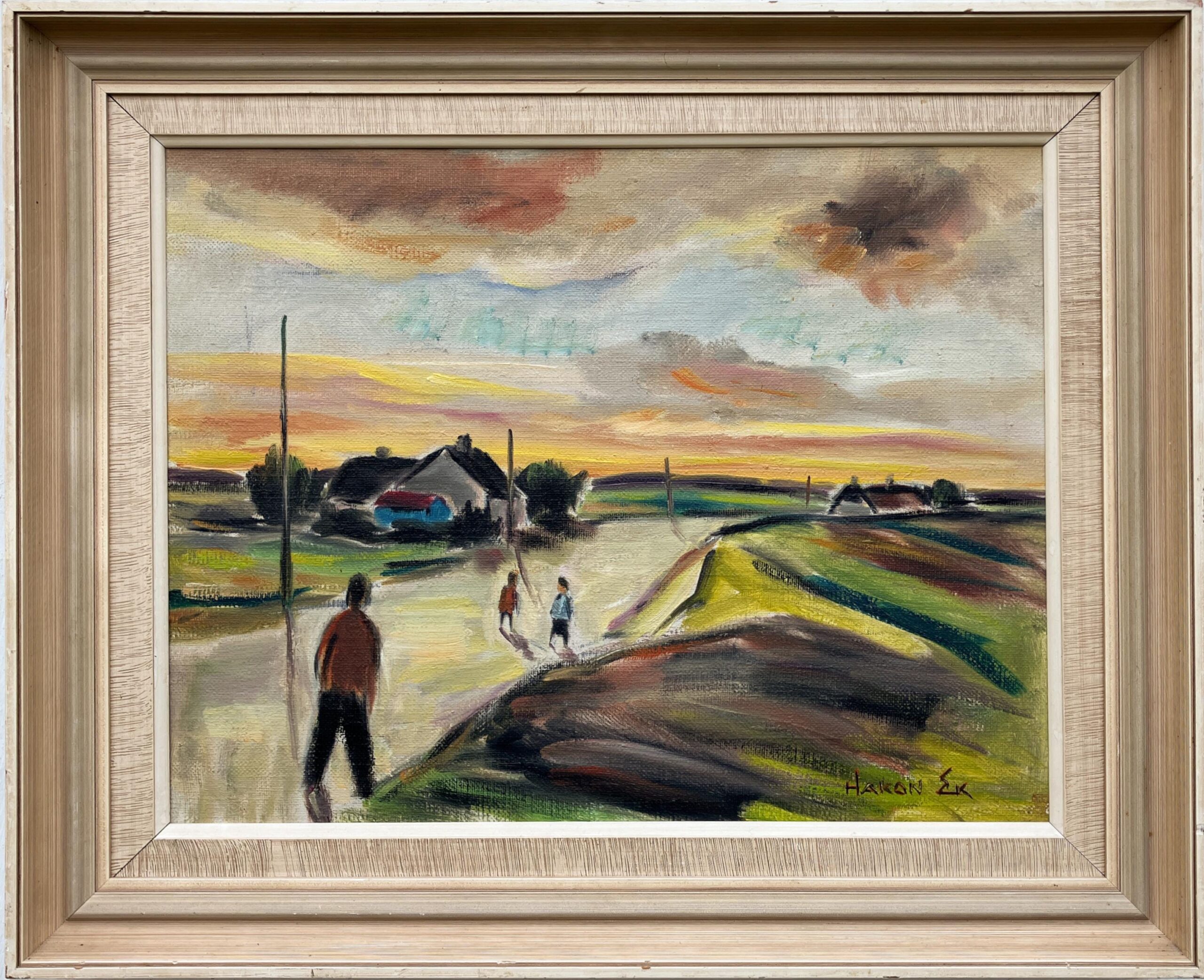 Danish Landscape Oil Painting by Hakon Ek: Mid-Century Modern Art - Image 3