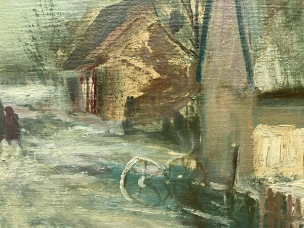 Large Original Danish Countryside Oil Painting – Scandinavian Village Scene, Paul Kastrup