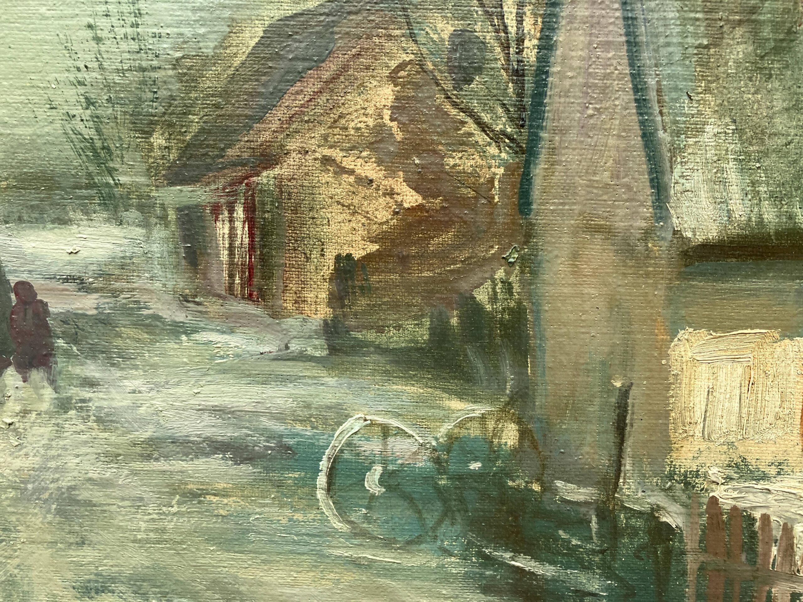 Large Original Danish Countryside Oil Painting – Scandinavian Village Scene, Paul Kastrup - Image 8