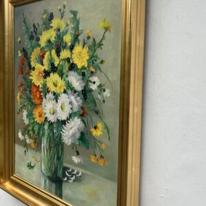 Vintage Floral Still Life Bouquet – Scandinavian Flower Painting Oil on Canvas - Image 5