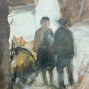 Large Original Danish Winter Village Oil Painting – Scandinavian Nordic Village Landscape - Image 7