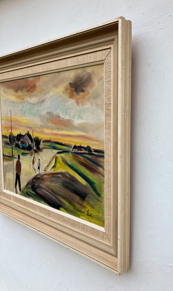 Danish Landscape Oil Painting by Hakon Ek: Mid-Century Modern Art