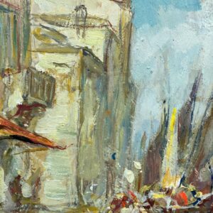 Vintage Venice Harbor Oil Painting: Framed Scandinavian Fine Art by Knut Norman - Image 6