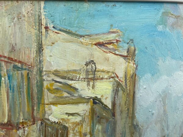 Vintage Venice Harbor Oil Painting: Framed Scandinavian Fine Art by Knut Norman