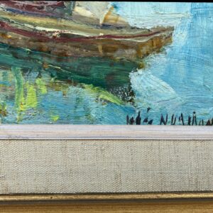 Vintage Venice Harbor Oil Painting: Framed Scandinavian Fine Art by Knut Norman - Image 9