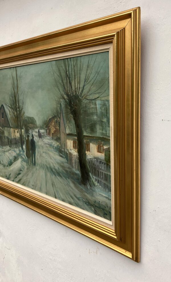 Large Original Danish Countryside Oil Painting – Scandinavian Village Scene, Paul Kastrup