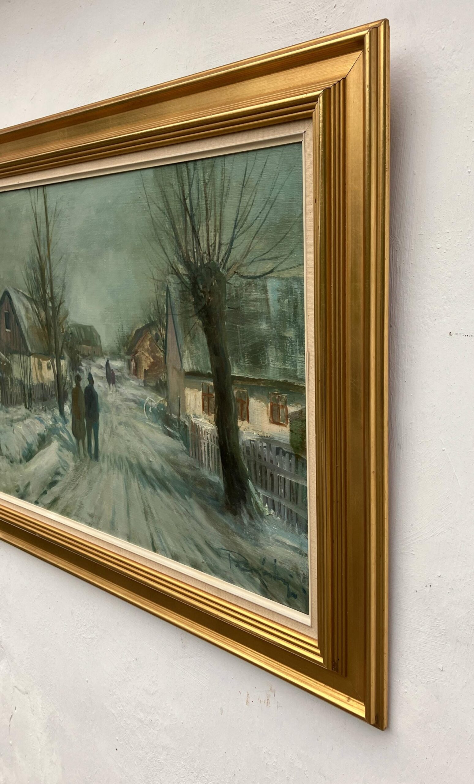 Large Original Danish Countryside Oil Painting – Scandinavian Village Scene, Paul Kastrup - Image 4