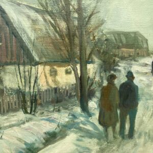 Large Original Danish Countryside Oil Painting – Scandinavian Village Scene, Paul Kastrup - Image 9