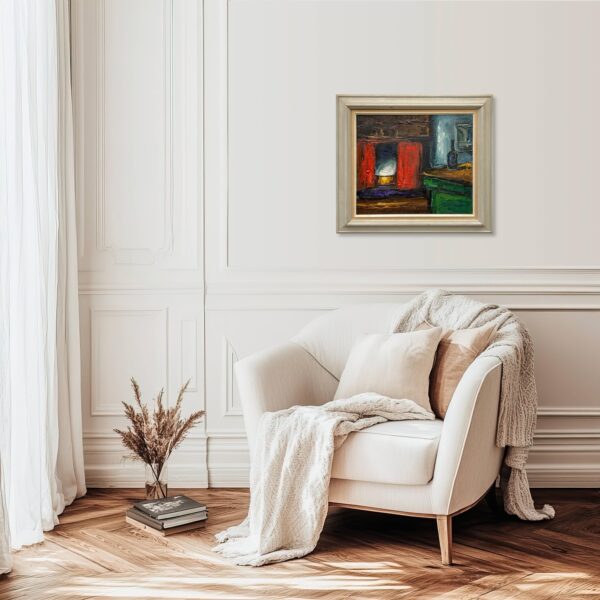 Original Oil painting  - Danish Rustic Farmhouse Interior