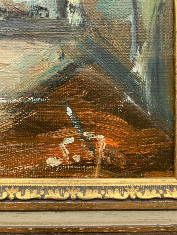 Danish farmhouse interior - Original Vintage Oil Painting - signed by the artist - Mid-Century Art