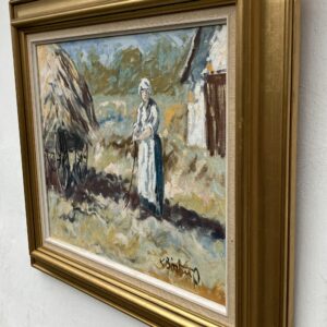 Vintage Danish Impressionist Oil Painting: Farmer Woman Portrait by Knud Bøstrup - Image 5