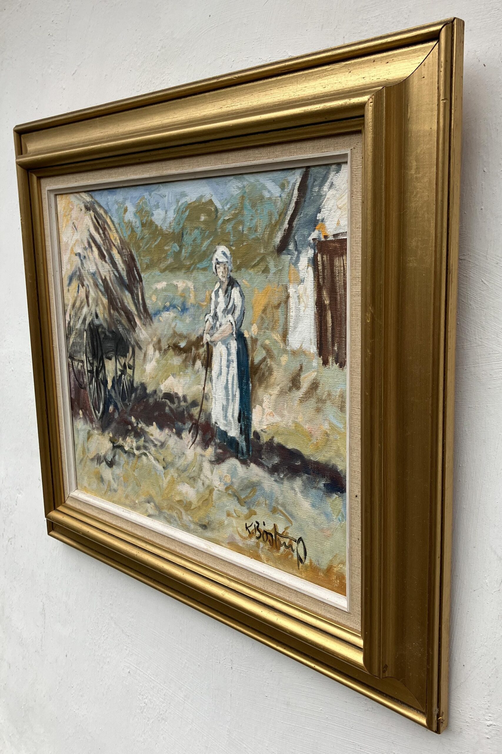 Vintage Danish Impressionist Oil Painting: Farmer Woman Portrait by Knud Bøstrup - Image 5