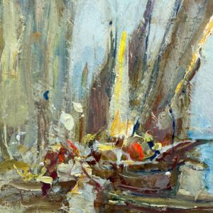 Vintage Venice Harbor Oil Painting: Framed Scandinavian Fine Art by Knut Norman - Image 8