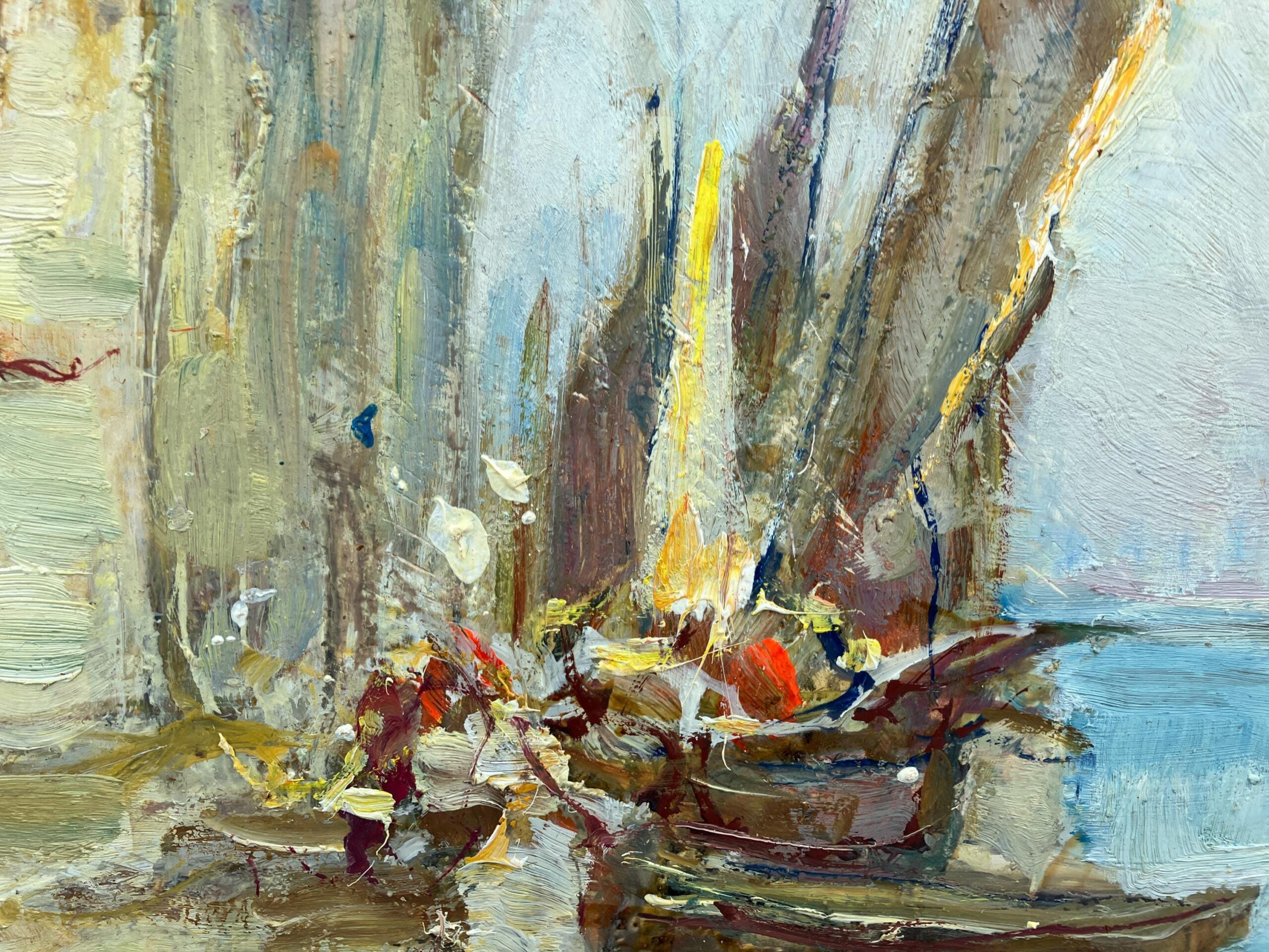 Vintage Venice Harbor Oil Painting: Framed Scandinavian Fine Art by Knut Norman - Image 8