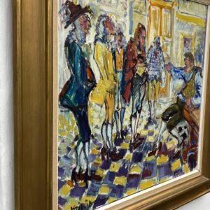 Large Danish Impressionist Oil Painting Kai Husum Figural Scene - Image 7