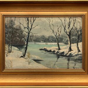 Antique Scandinavian Winter Landscape Oil Painting: Signed Original Wall Art - Image 3