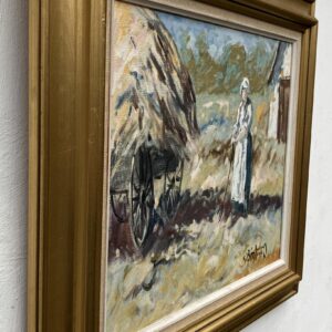 Vintage Danish Impressionist Oil Painting: Farmer Woman Portrait by Knud Bøstrup - Image 4
