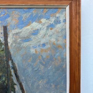 Vintage Danish Rural Road Landscape – Farmhouse Scene Denmark - Original Oil Painting 1944 - Image 9