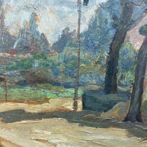 Vintage Danish Rural Road Landscape – Farmhouse Scene Denmark - Original Oil Painting 1944 - Image 8