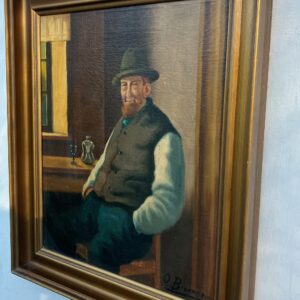 Vintage Oil Painting: Farmer in Sunday Clothes, Signed Artwork - Image 4